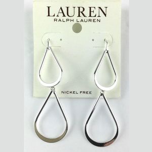 NEW Ralph Lauren Silver Tone Teardrop Earrings